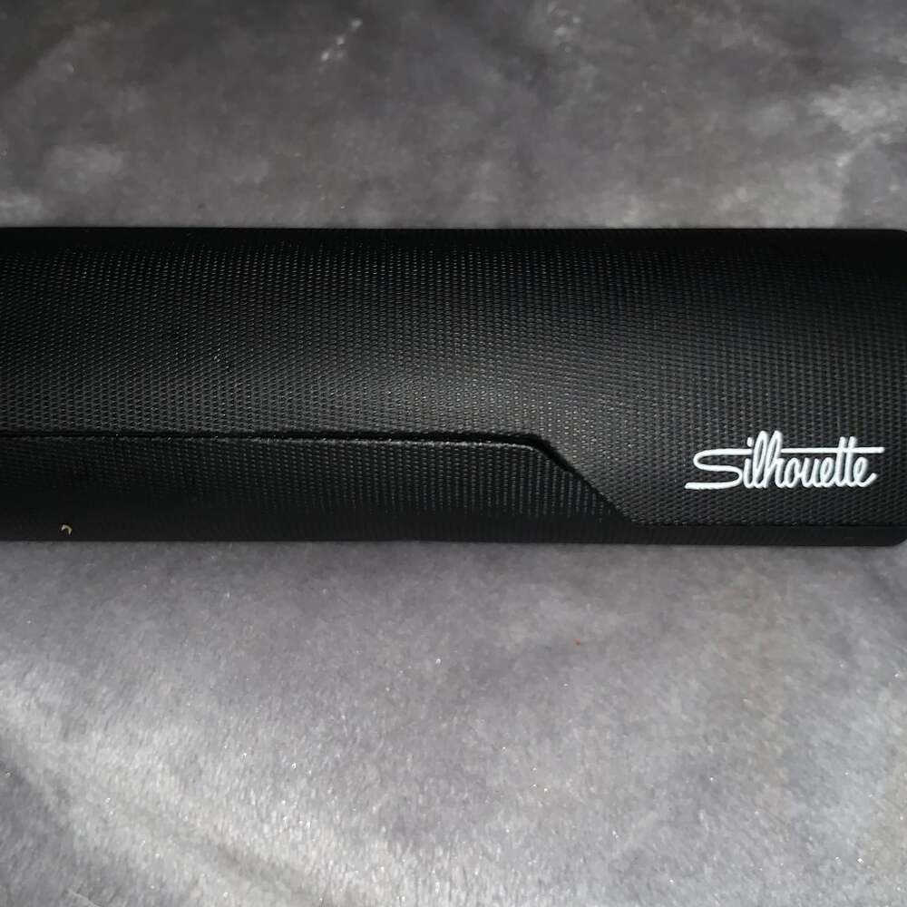 LARGE SILHOUETTE Authentic Cylinder Round Eyeglasses Case and Cloth (2)